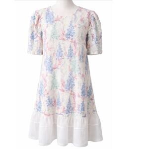 Gracia Embroidered Floral Lace Shift Dress plus 1X White Blue Pink